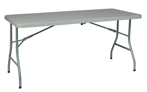 5’ Resin Multi Purpose Center Fold Table with Transport Wheels
