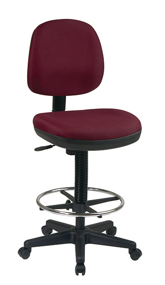 Contemporary Drafting Chair with Flex Back and 20 Inch Diameter Adjustable Footring and Dual Wheel Carpet Casters