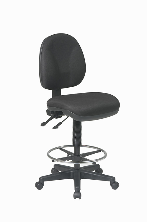 Deluxe Ergonomic Drafting Chair w/18.5 inch Diameter Adjustable Footring, Seat and Back Angle Adjustment and Dual Wheel Carpet Casters