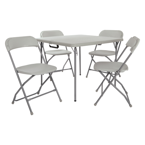 5 Piece Folding Set (4 chairs and 36” x 36” fold in half table)
