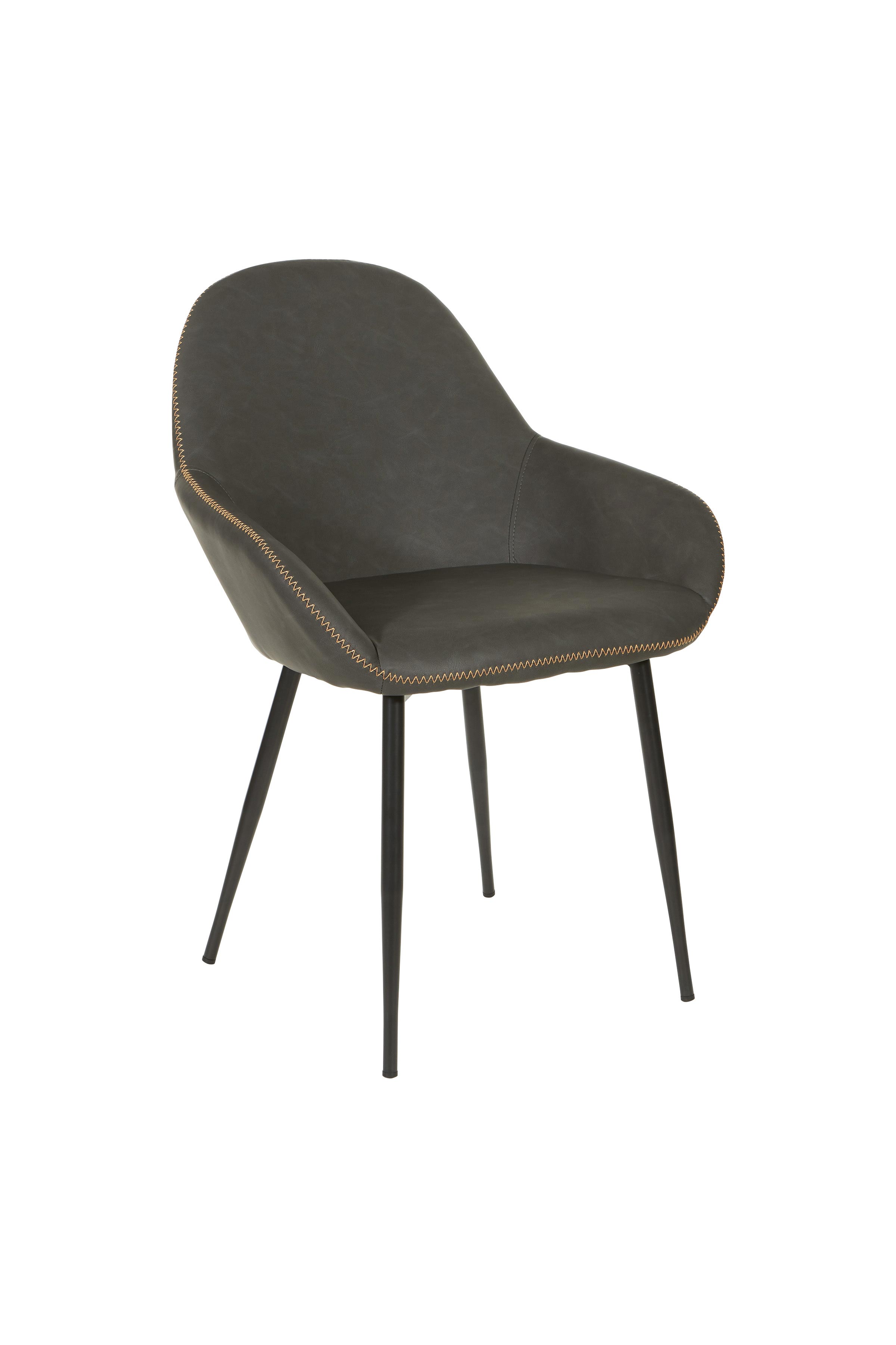 Piper Lounge Chair with Padded Faux Leather Seat and Back, Powder Coated Metal Frame