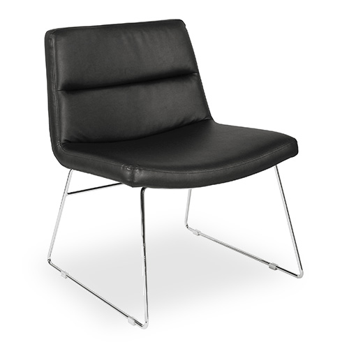 Lounge Chair with Padded Seat and Back, Sled Style Chrome Finish Base
